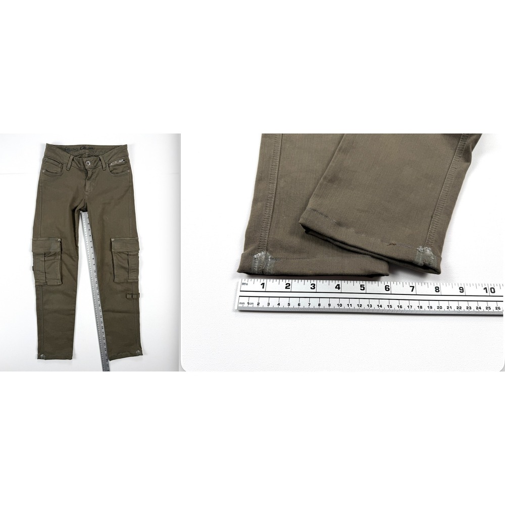 Alice + Olivia Stacey Bendet Cargo Pants Womens 26 Olive Green Skinny Zip #1916 - Picture 7 of 11